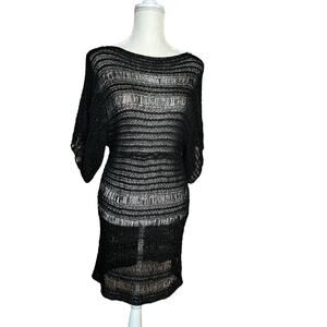 Coalition women Black Mesh Cage Shift Dress sheer Cover Size m/l
